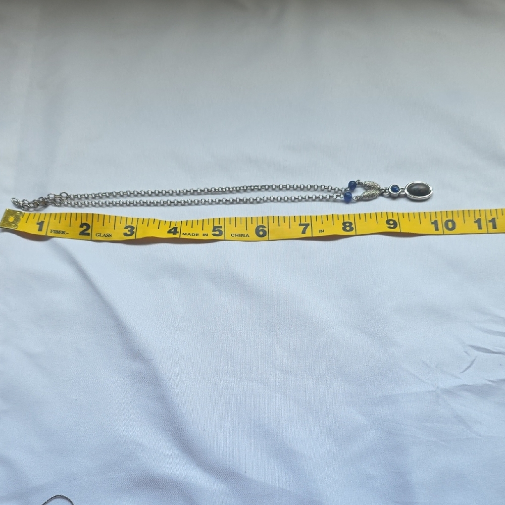 Silver Necklace with Blue Pendant